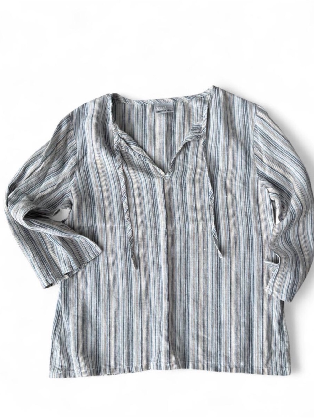 Vintage Two Star Dog 100% Linen Striped Boxy Top – Women's XS